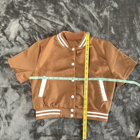 Brown Varsity Lounge Matching 2 Piece
Set – Shorts + Snap Button Jacket – Sz L - Picture 4 of 6